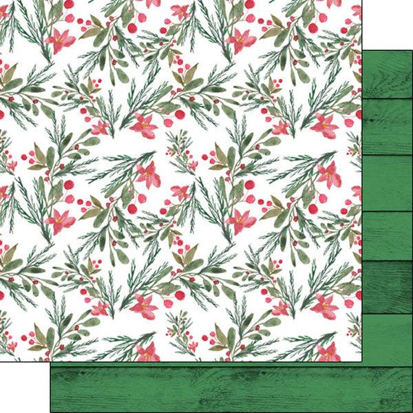 Christmas Watercolor Collection Holly Berry 12 x 12 Double-Sided Scrapbook Paper by Scrapbook Customs