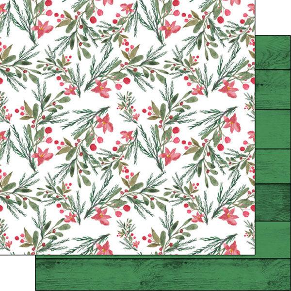Christmas Watercolor Collection Holly Berry 12 x 12 Double-Sided Scrapbook Paper by Scrapbook Customs - Scrapbook Supply Companies