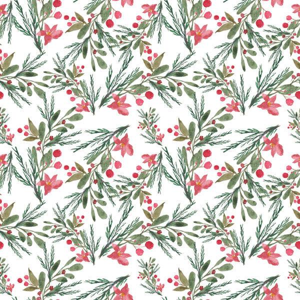 Christmas Watercolor Collection Holly Berry 12 x 12 Double-Sided Scrapbook Paper by Scrapbook Customs - Scrapbook Supply Companies