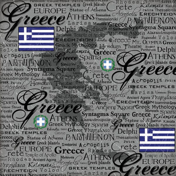 Scratchy Collection Greece 12 x 12 Scrapbook Paper by Scrapbook Customs