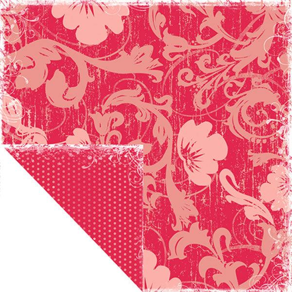 Bon Voyage Collection Pink Flowers Double-Sided 12 x 12 Scrapbook Paper by Scrapbook Customs