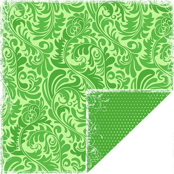 Bon Voyage Collection Green Ferns Double-Sided 12 x 12 Scrapbook Paper by Scrapbook Customs