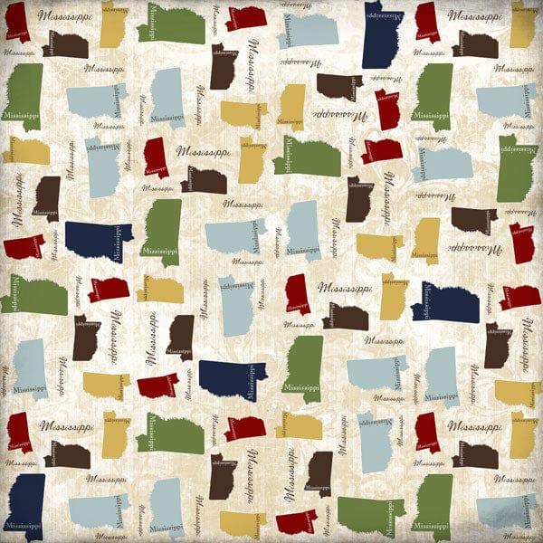 Lovely Travel Collection mississippi State Shape 12 x 12 Scrapbook Paper by Scrapbook Customs