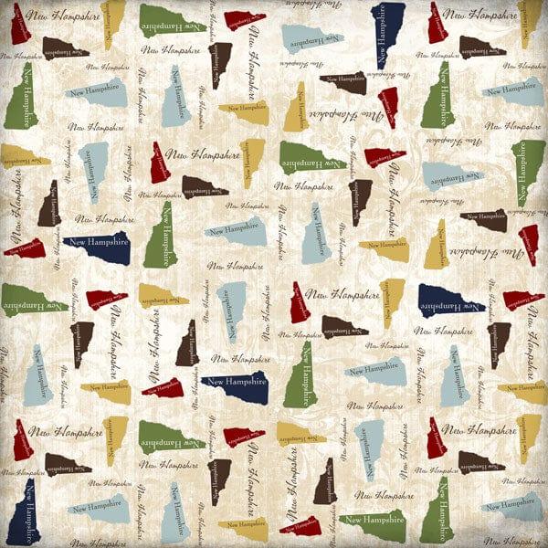 Lovely Travel Collection New Hampshire State Shape 12 x 12 Scrapbook Paper by Scrapbook Customs