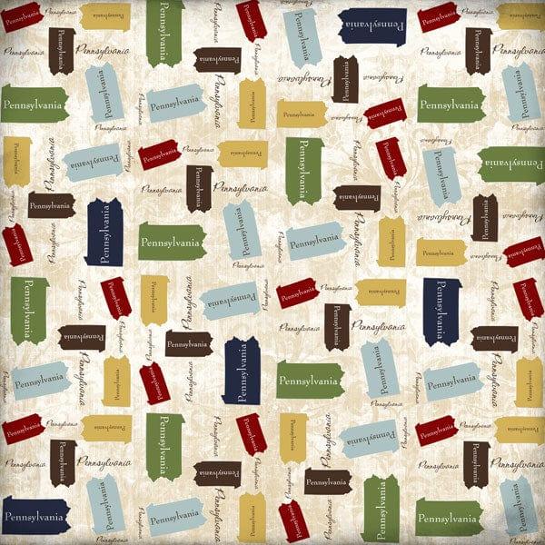 Lovely Travel Collection Pennsylvania State Shape 12 x 12 Scrapbook Paper by Scrapbook Customs - Scrapbook Supply Companies