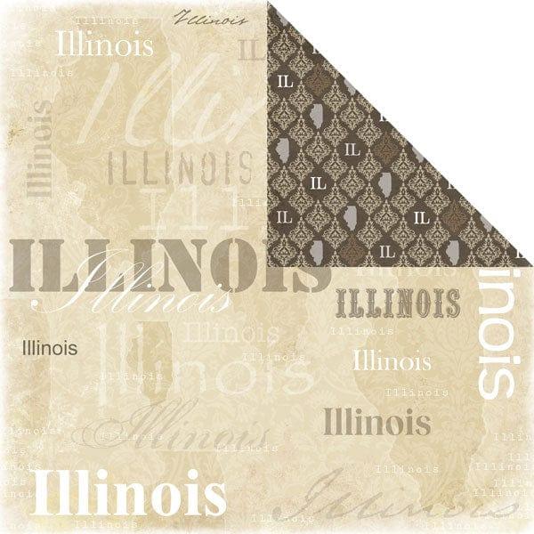 Lovely Travel Collection Illinois 12 x 12 Double-Sided Scrapbook Paper by Scrapbook Customs - Scrapbook Supply Companies