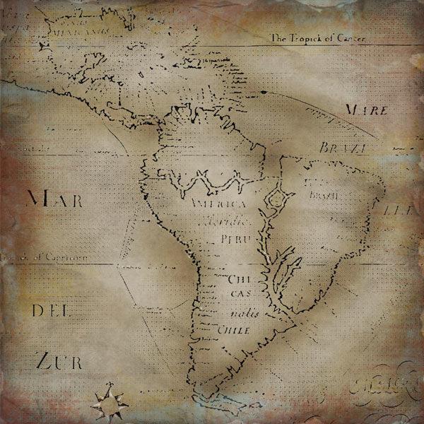 Ahoy Matey Collection Pirate Map 12 x 12 Scrapbook Paper by Scrapbook Customs