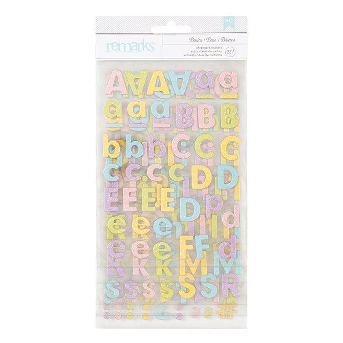 Remarks Collection Basics Pastel Alphabet Stickers by American Crafts - 227 Pieces - Scrapbook Supply Companies