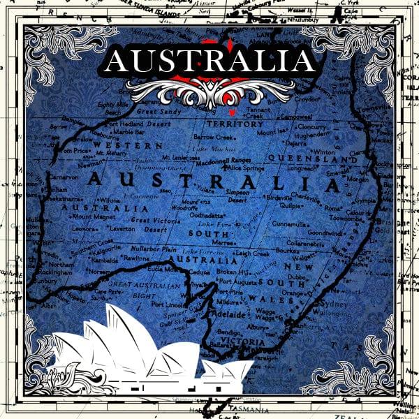 Sightseeing Collection Australia Map 12 x 12 Scrapbook Paper by Scrapbook Customs