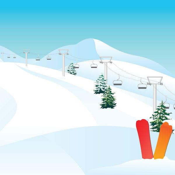 Winter Fun Collection Ski Mountain 12 x 12 Scrapbook Paper by Scrapbook Customs - Scrapbook Supply Companies