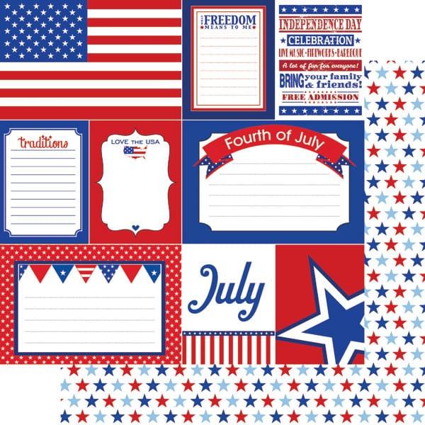 Patriotic Collection 4th of July Journal 12 x 12 Double-Sided Scrapbook Paper by Scrapbook Customs - Scrapbook Supply Companies