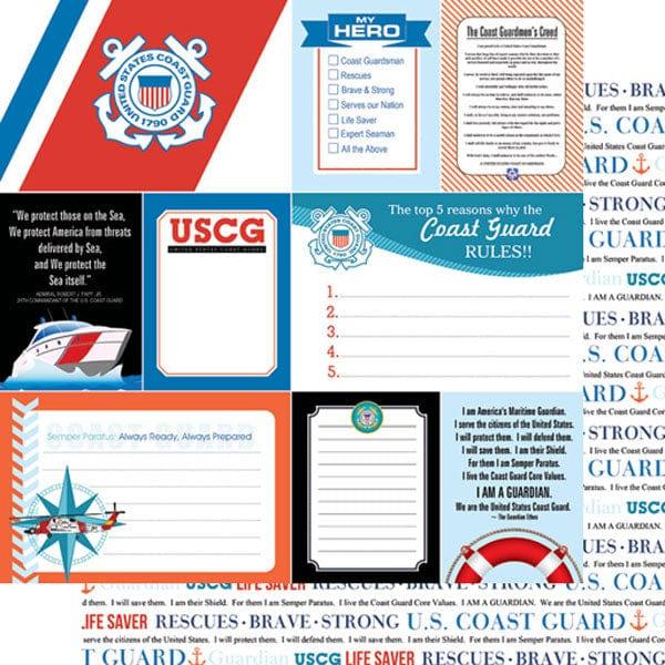 United States Coast Guard Collection Multi-Journaling Cards 12 x 12 Double-Sided Scrapbook Paper by Scrapbook Customs - Scrapbook Supply Companies