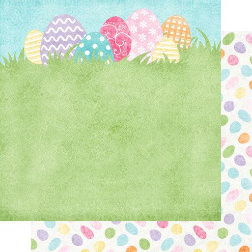 Easter Baskets & Bunnies Collection Bunches of Eggs 12 x 12 Double-Sided Scrapbook Paper by Scrapbook Customs - Scrapbook Supply Companies