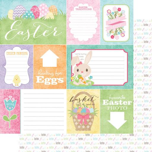 Easter Baskets & Bunnies Collection Easter Journal Cards 12 x 12 Double-Sided Scrapbook Paper by Scrapbook Customs