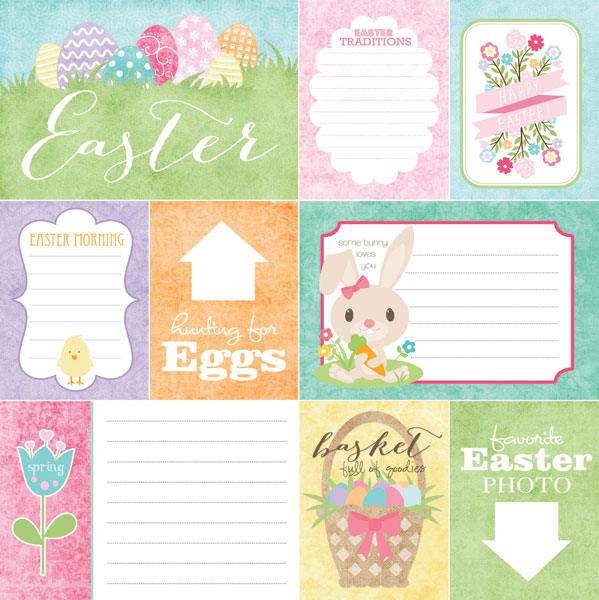 Easter Baskets & Bunnies Collection Easter Journal Cards 12 x 12 Double-Sided Scrapbook Paper by Scrapbook Customs - Scrapbook Supply Companies