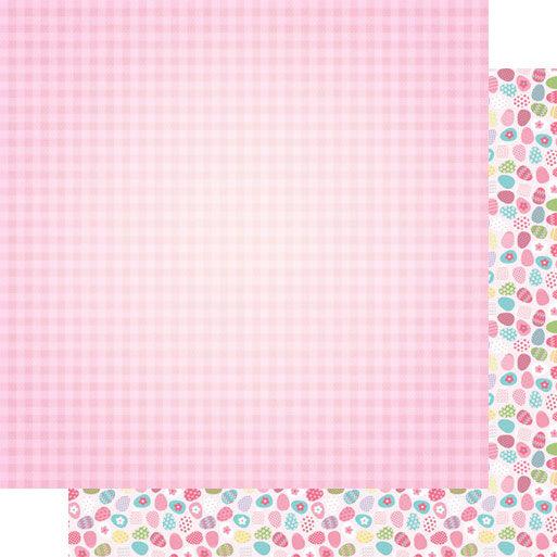 Easter Baskets & Bunnies Collection Tiny Easter Eggs & Pink Gingham 12 x 12 Double-Sided Scrapbook Paper by Scrapbook Customs - Scrapbook Supply Companies