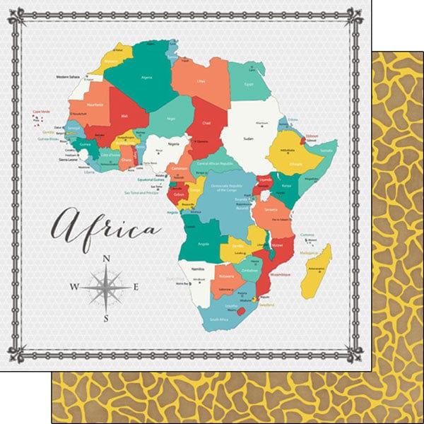 Travel Memories Collection Africa Map 12 x 12 Double-Sided Scrapbook Paper by Scrapbook Customs