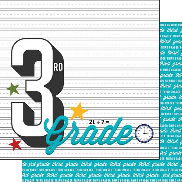 Back To School Collection Third Grade 12 x 12 Double-Sided Scrapbook Paper by Scrapbook Customs - Scrapbook Supply Companies
