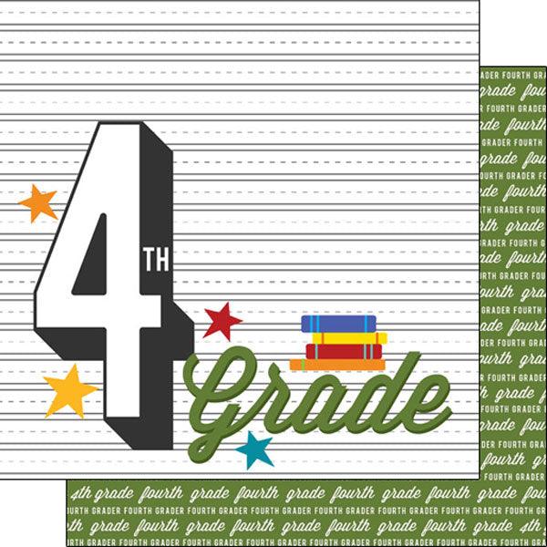 Back To School Collection Fourth Grade 12 x 12 Double-Sided Scrapbook Paper by Scrapbook Customs - Scrapbook Supply Companies