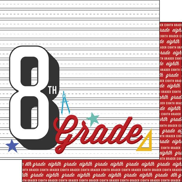 Back To School Collection Eighth Grade 12 x 12 Double-Sided Scrapbook Paper by Scrapbook Customs - Scrapbook Supply Companies
