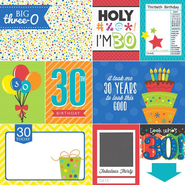 Scrapbook Customs  Happy BirthDay The Big 3-0 Scrapbook Paper – Scrapbook  Supply Companies