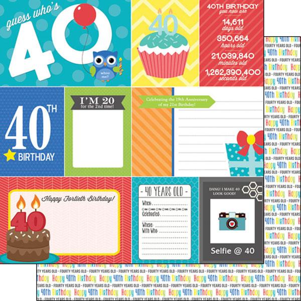 Birthday Journal Collection Guess Who's 40? 12 x 12 Double-Sided Scrapbook Paper by Scrapbook Customs - Scrapbook Supply Companies