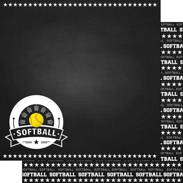 Chalkboard Sports Collection Softball 12 x 12 Double-Sided Scrapbook Paper by Scrapbook Customs
