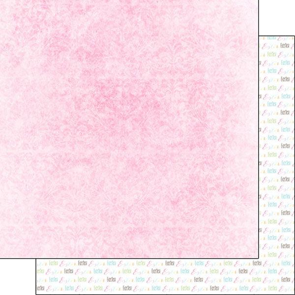 Easter Baskets & Bunnies Collection Easter Pink Damask & Words 12 x 12 Double-Sided Scrapbook Paper by Scrapbook Customs - Scrapbook Supply Companies