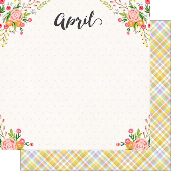 Calendar Memories Collection April 12 x 12 Double-Sided Scrapbook Paper by Scrapbook Customs - Scrapbook Supply Companies