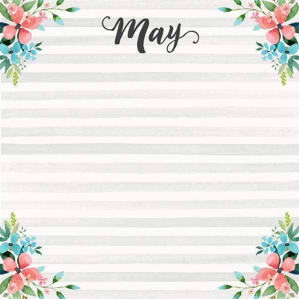 Calendar Memories Collection May 12 x 12 Double-Sided Scrapbook Paper by Scrapbook Customs - Scrapbook Supply Companies