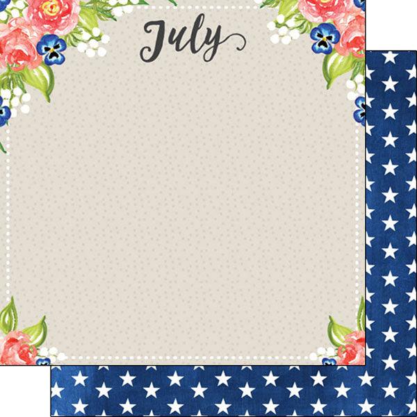 Calendar Memories Collection July 12 x 12 Double-Sided Scrapbook Paper by Scrapbook Customs - Scrapbook Supply Companies