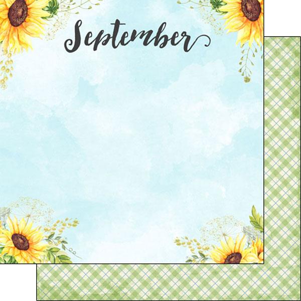 Calendar Memories Collection September 12 x 12 Double-Sided Scrapbook Paper by Scrapbook Customs - Scrapbook Supply Companies