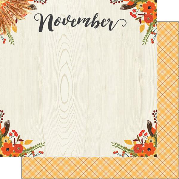 Calendar Memories Collection November 12 x 12 Double-Sided Scrapbook Paper by Scrapbook Customs