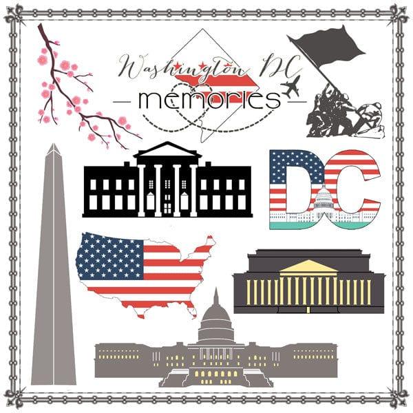 Travel Adventure Collection Washington DC Cut Out 12 x 12 Scrapbook Paper by Scrapbook Customs - Scrapbook Supply Companies