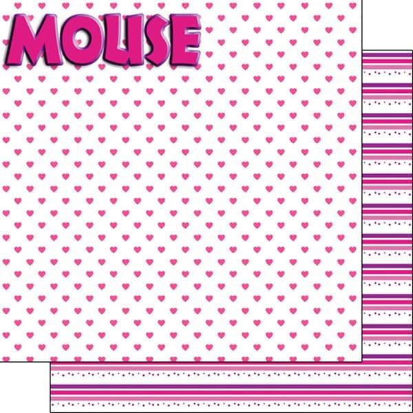 Magical Day of Fun Collection Pink Mouse 12 x 12 Double-Sided Scrapbook Paper by Scrapbook Customs - Scrapbook Supply Companies