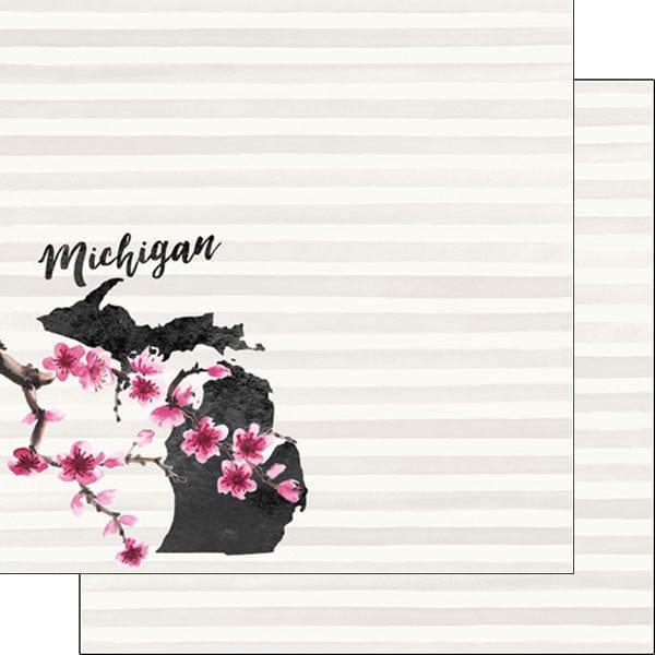 Watercolor Collection Michigan 12 x 12 Double-Sided Scrapbook Paper by Scrapbook Customs