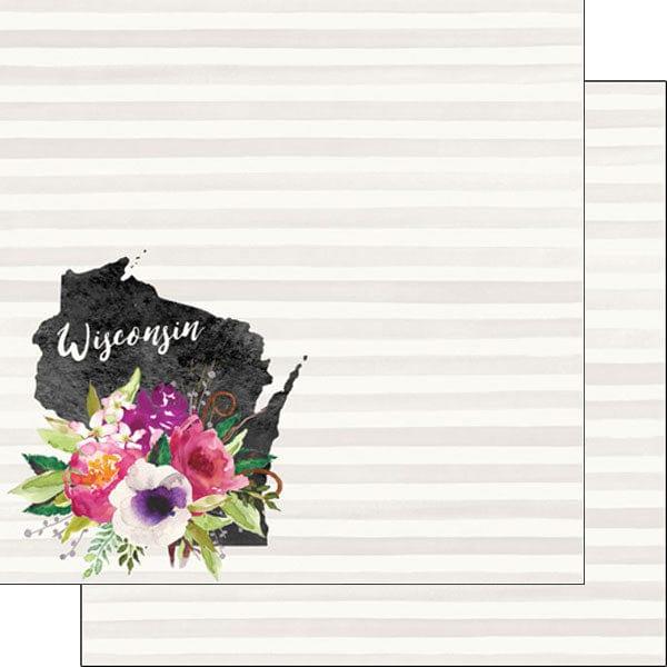Watercolor Collection Wisconsin 12 x 12 Double-Sided Scrapbook Paper by Scrapbook Customs - Scrapbook Supply Companies