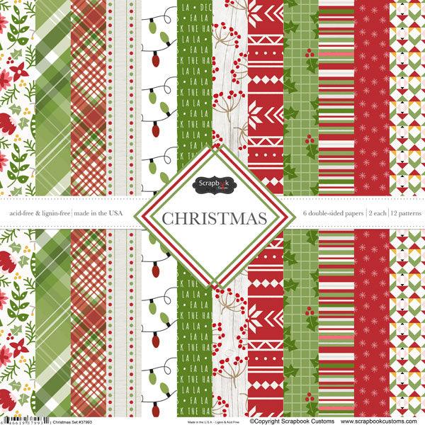 Christmas Collection Scrapbook Paper Kit - 12 Double-Sided 12 x 12 Scrapbook Papers by Scrapbook Customs - Scrapbook Supply Companies