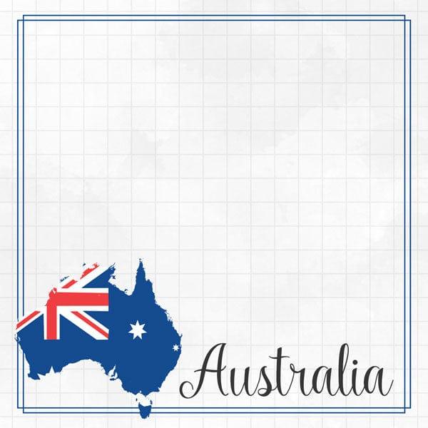 Travel Adventure Collection Australia Border 12 x 12 Scrapbook Paper by Scrapbook Customs - Scrapbook Supply Companies