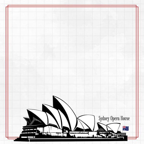 Travel Adventure Collection Sydney Opera House 12 x 12 Scrapbook Paper by Scrapbook Customs - Scrapbook Supply Companies