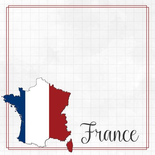 Travel Adventure Collection France Border 12 x 12 Double-Sided Scrapbook Paper by Scrapbook Customs - Scrapbook Supply Companies