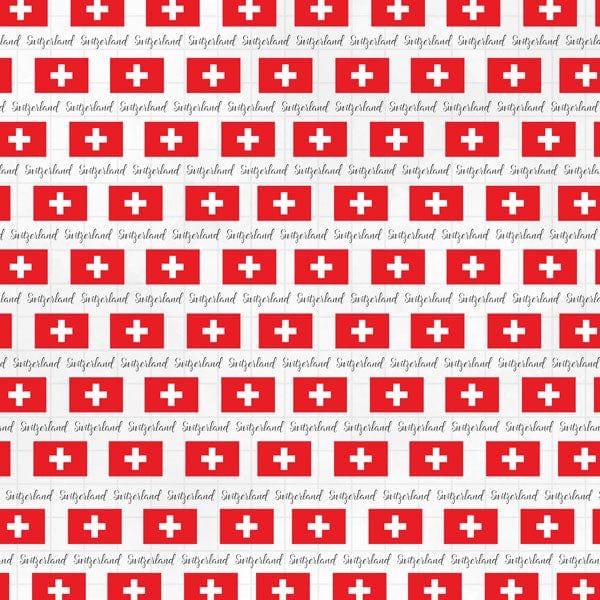 Travel Adventure Collection Switzerland Border 12 x 12 Double-Sided Scrapbook Paper by Scrapbook Customs - Scrapbook Supply Companies