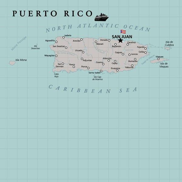 Travel Adventure Collection Puerto Rico Map 12 x 12 Double-Sided Scrapbook Paper by Scrapbook Customs - Scrapbook Supply Companies