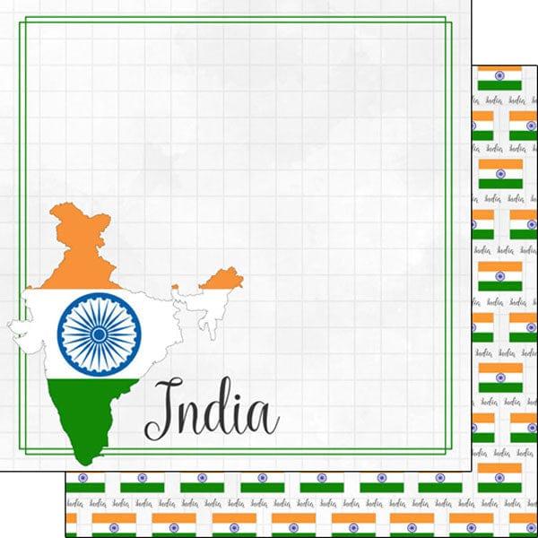 Travel Adventure Collection India Border 12 x 12 Double-Sided Scrapbook Paper by Scrapbook Customs