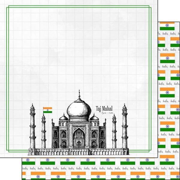 Travel Adventure Collection India Taj Mahal 12 x 12 Double-Sided Scrapbook Paper by Scrapbook Customs