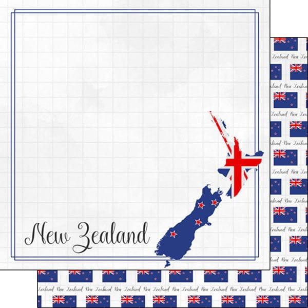 Travel Adventure Collection New Zealand Border 12 x 12 Double-Sided Scrapbook Paper by Scrapbook Customs - Scrapbook Supply Companies