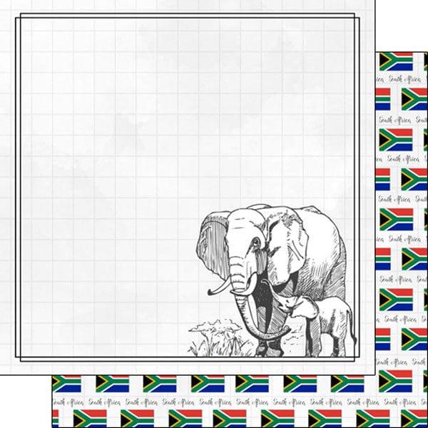 Travel Adventure Collection South Africa Elephant 12 x 12 Double-Sided Scrapbook Paper by Scrapbook Customs - Scrapbook Supply Companies
