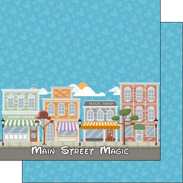 Magical Day of Fun Collection Main Street Magic 12 x 12 Double-Sided Scrapbook Paper by Scrapbook Customs - Scrapbook Supply Companies