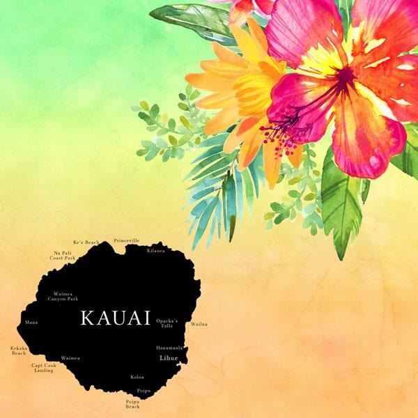 Getaway Collection Kauai, Hawaii 12 x 12 Double-Sided Scrapbook Paper by Scrapbook Customs - Scrapbook Supply Companies