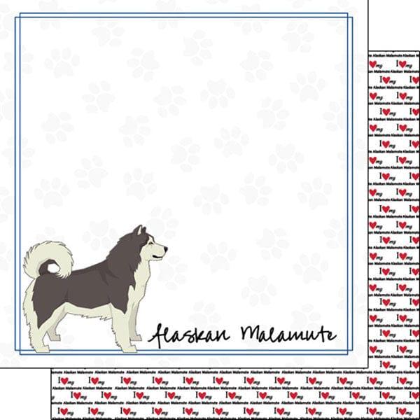 Puppy Love Collection Alaskan Malamute 12 x 12 Double-Sided Scrapbook Paper by Scrapbook Customs - Scrapbook Supply Companies